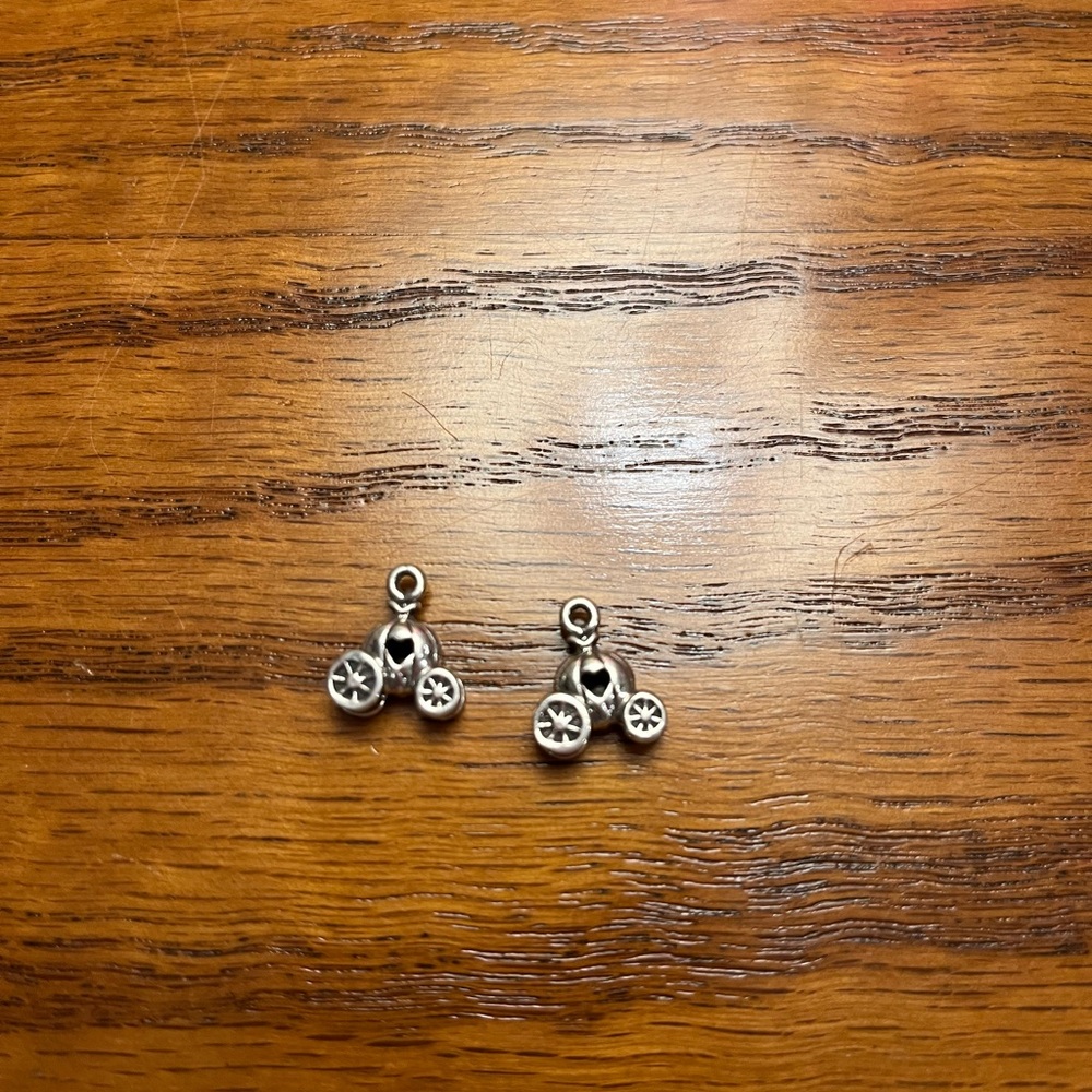 Sterling Silver Heart Carriage 3 D Charm  Set